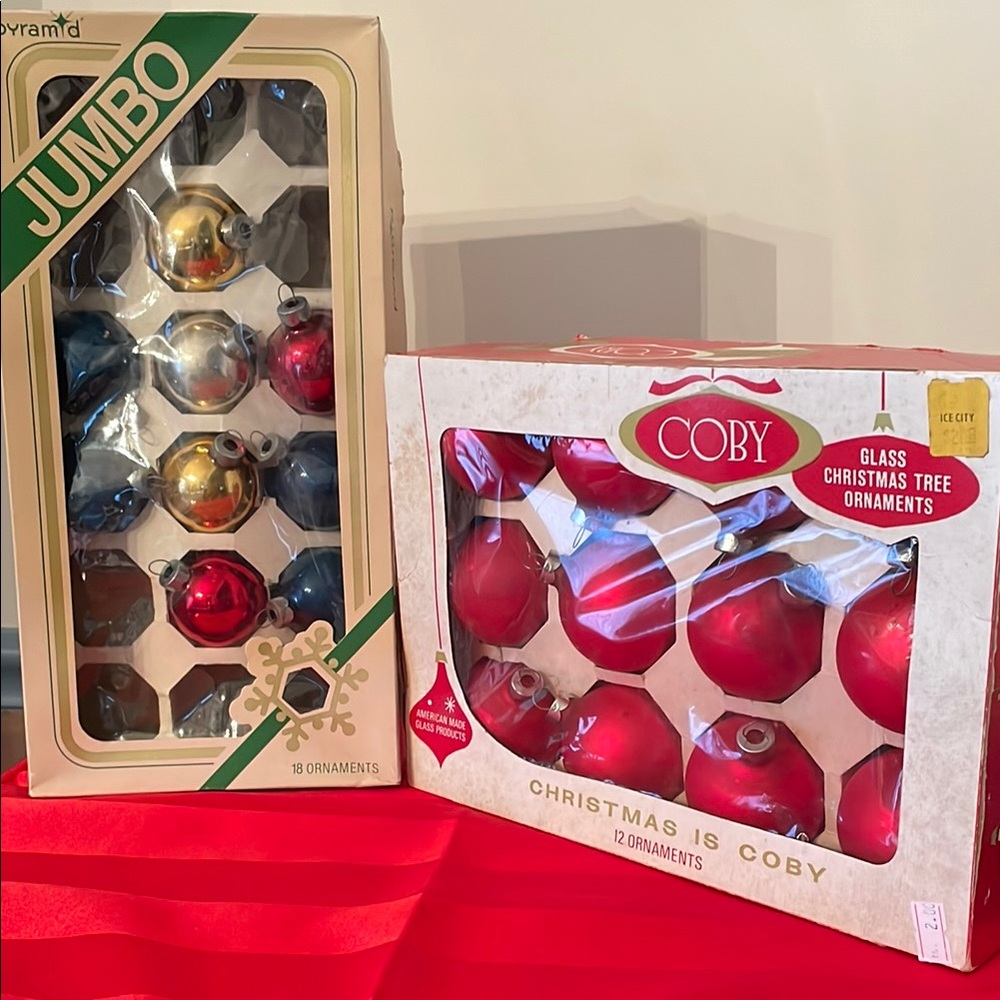 Coby and Pyramid Glass Christmas Ornaments